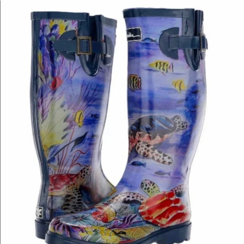 Anuschka Ocean Treasures Sea Turtle Rain Boots size 6